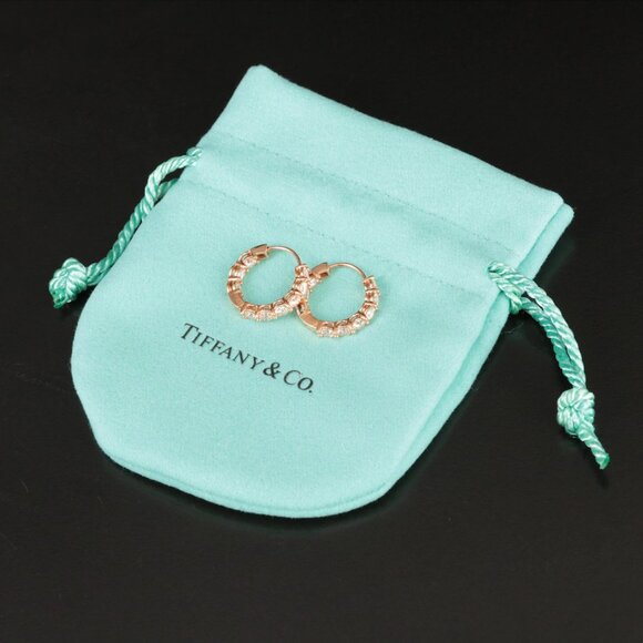 Tiffany & Co. 18K Rose Gold 1.51 CTW Inside-Out Hoop Diamond Earrings - Picture 3 of 10